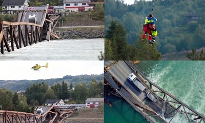 Norway Bridge Collapses, Helicopter Rescues Drivers Of Two Vehicles - autojosh