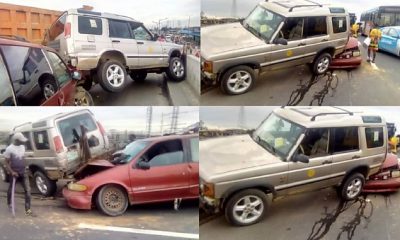 Nissan Quest Hits Tow Vehicle At Mile 12, Tow Vehicle Almost Fell Off The Bridge (PHOTOS) - autojosh