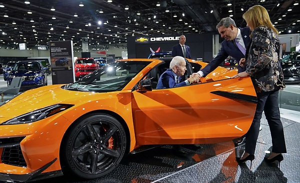 US President Hopped Into A Corvette, Offers Reporters A Ride In An Electric Cadillac Lyriq - autojosh 