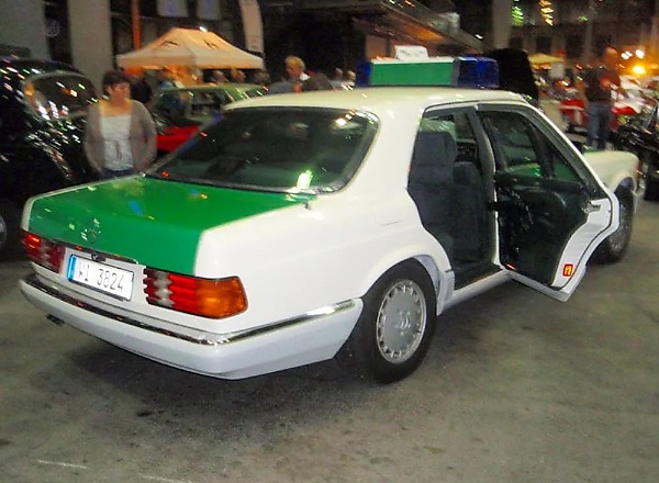 Armored Mercedes Police Car Used As Escort To Transport Money To Bank Has Doors Fitted With Guns - autojosh 