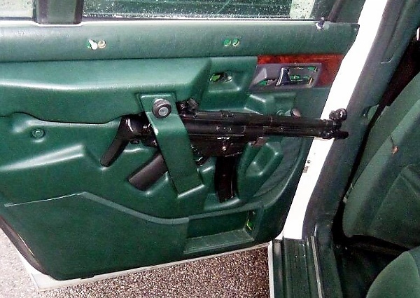 Armored Mercedes Police Car Used As Escort To Transport Money To Bank Has Doors Fitted With Guns - autojosh 