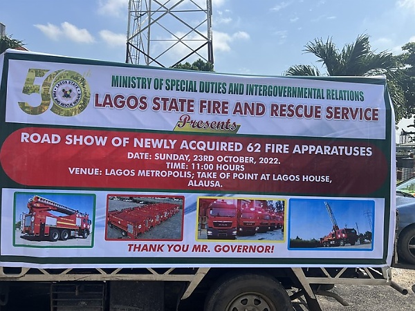 Lagos Fire Service Hold Road Show To Display 62 Firefighting Apparatuses Acquired By LASG - autojosh 