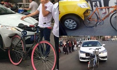 Today's Photos : When The Cars Suffers More Damages In Car-Bicycle Crash - autojosh