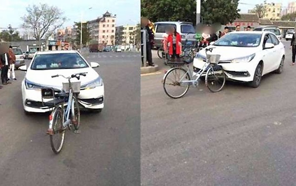 Today's Photos : When The Cars Suffers More Damages In Car-Bicycle Crash - autojosh 