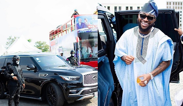Davido Turned Up In Style For His Uncle's Inauguration In An Armored Infiniti QX80 SUV - autojosh