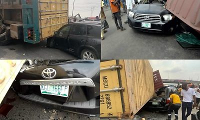 Commercial Bus Driver Dies As 40-feet Container Falls On Three Vehicles In Lagos (Photos) - autojosh