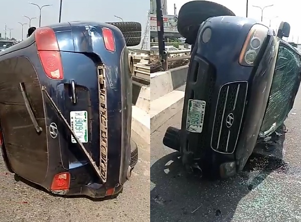 Traffic As Mixer Truck And SUV Crash At Agric; Hyundai SUV Overturns At Onikan Bridge - LASTMA - autojosh 