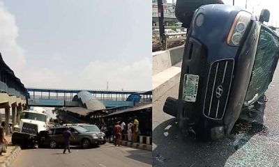 Traffic As Mixer Truck And SUV Crash At Agric; Hyundai SUV Overturns At Onikan Bridge - LASTMA - autojosh