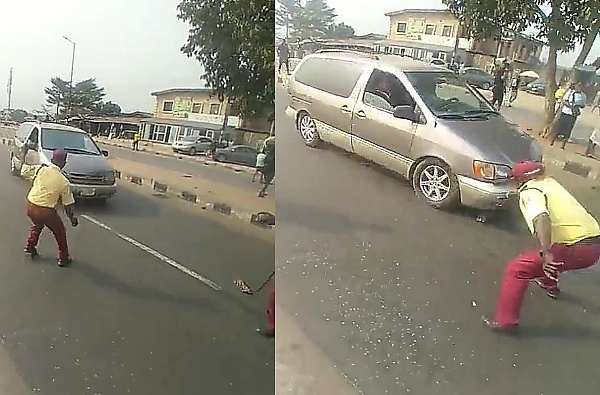 LASTMA Officials Bust Car Tyre Of Driver Who Tried To Knock Them Down To Evade Arrest (Video) - autojosh