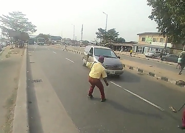 LASTMA Officials Bust Car Tyre Of Driver Who Tried To Knock Them Down To Evade Arrest (Video) - autojosh 