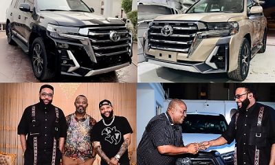 E-Money Celebrates Birthday, Gifts Okey Bakassi, Yaw Land Cruiser SUVs, His Staffs Also Got Cars - autojosh