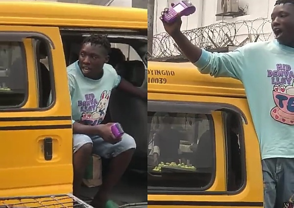 Today's Photos : Amid Cash Scarcity, Lagos Commercial Bus Conductor Offers Payment Through PoS - autojosh