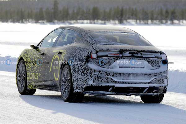 Lotus' Electric Sedan (Type 133) Envya Spy Photos Caught Testing In The Snow