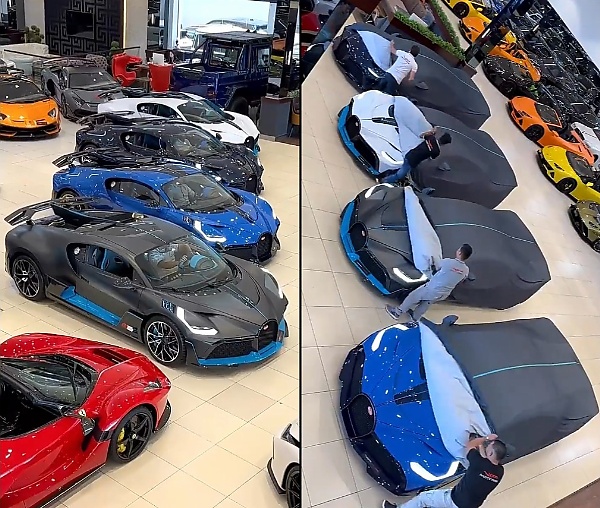 Watch As 4 Of Only 40 Bugatti Divo Hypercars Cruises Into A Dealership In Style - autojosh 