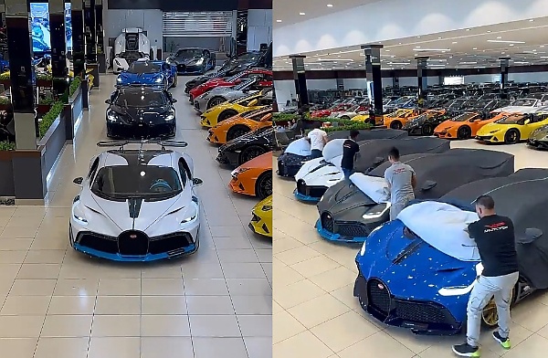 Watch As 4 Of Only 40 Bugatti Divo Hypercars Cruises Into A Dealership In Style - autojosh