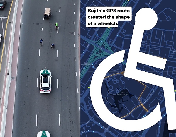 Dubai Police Help Wheelchair-bound Athlete Create The Largest Individual GPS Drawing Of A Wheelchair - autojosh 