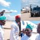 Soludo Receives Obasanjo At Anambra Airport, Ex-president Rides In Armored Innoson IVM G80 - autojosh