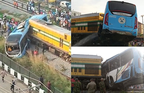 Three Dead, Several Injured As Train Rams Into Lagos Govt Staff Bus - autojosh