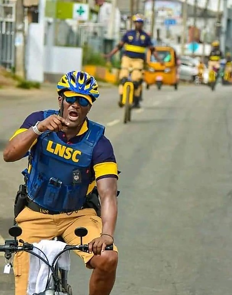 Lagos Neighborhood Safety Corps Officers Led By Its GM On A Bicycle Fitness Drill - autojosh 