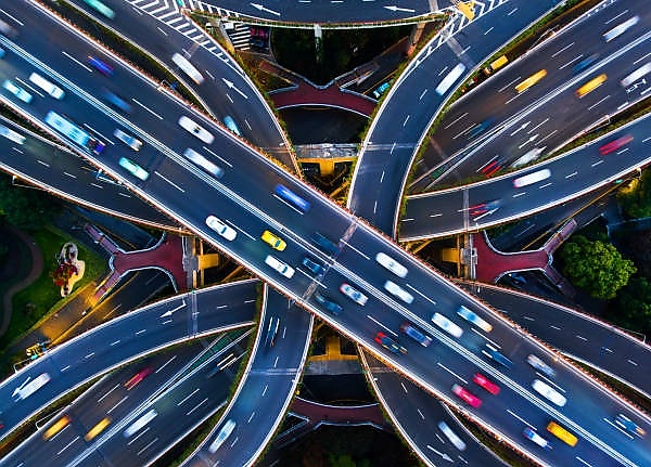 Today's Photos : Aerial View Of The Spiral Nanpu Bridge In Shanghai, China At Night - autojosh 