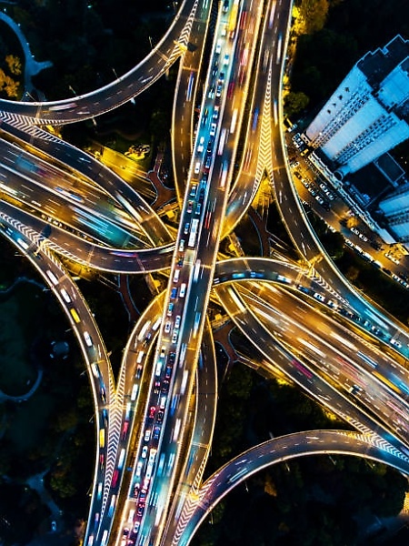 Today's Photos : Aerial View Of The Spiral Nanpu Bridge In Shanghai, China At Night - autojosh 