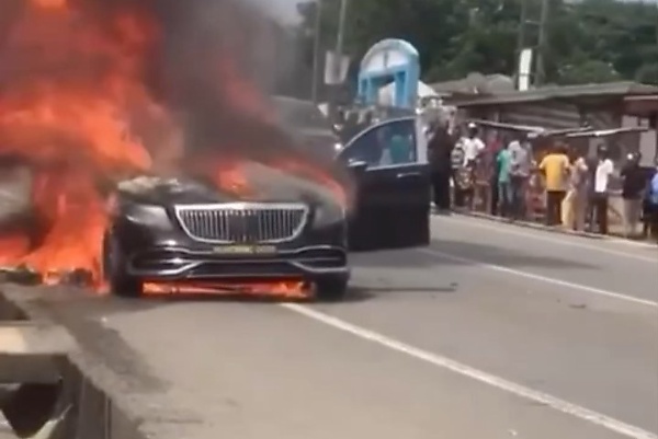 Mercedes-Maybach S-Class Burst Into Flames While Owner Was On His Way To Bury Twin Brother - autojosh