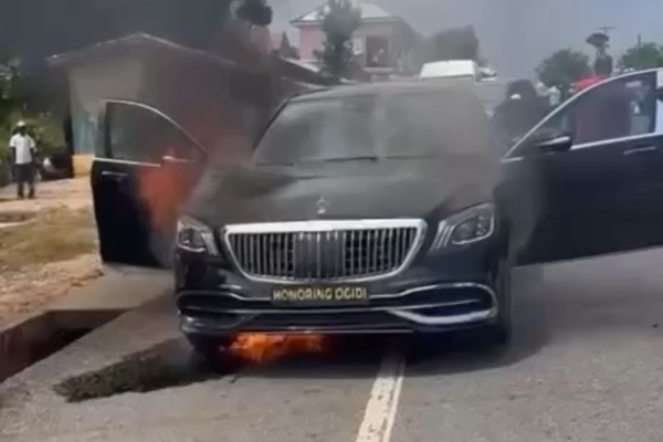 Mercedes-Maybach S-Class Burst Into Flames While Owner Was On His Way To Bury Twin Brother - autojosh 