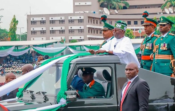 President Tinubu Rides In Mercedes G-Class Parade Car To Inspect The Guard Of Honour - autojosh