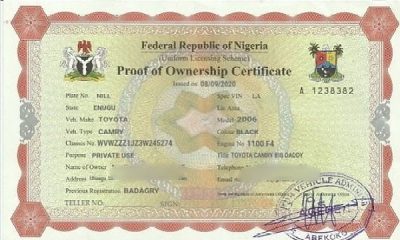 FG Imposes N1,000 Annual Fee On Motorists For Proof Of Ownership Certificate - autojosh