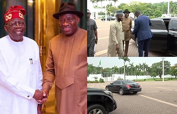 Goodluck Jonathan Visits Tinubu At The Villa, Arrives In Bulletproof Mercedes S-Class - autojosh