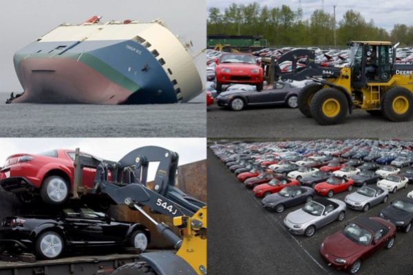 17 Years Ago Today : Car Carrier Capsized At Sea Forcing Mazda To Destroy All 4,703 Cars Onboard - autojosh