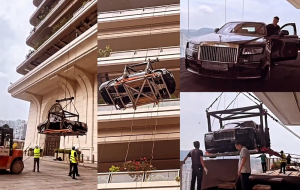 Chinese Hoists ₦500 Million Rolls-Royce Ghost To The Living Room Of His 44-floor Penthouse - autojosh