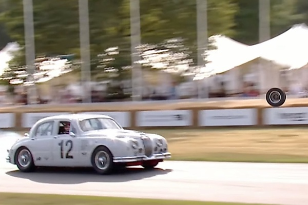 Disaster Avoided After Loose Tyre From 1959 Jaguar Bounces Into Crowd At Goodwood Festival Of Speed - autojosh 