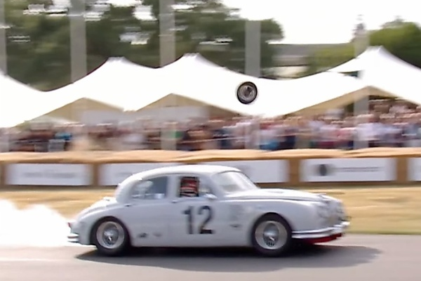 Disaster Avoided After Loose Tyre From 1959 Jaguar Bounces Into Crowd At Goodwood Festival Of Speed - autojosh 