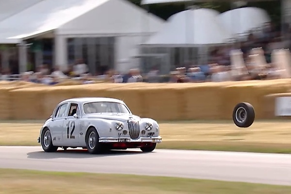 Disaster Avoided After Loose Tyre From 1959 Jaguar Bounces Into Crowd At Goodwood Festival Of Speed - autojosh 