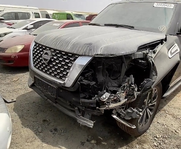 Barely Driven Accidented 2023 Nissan Patrol Titanium Spotted In Dubai Car Graveyard - autojosh 