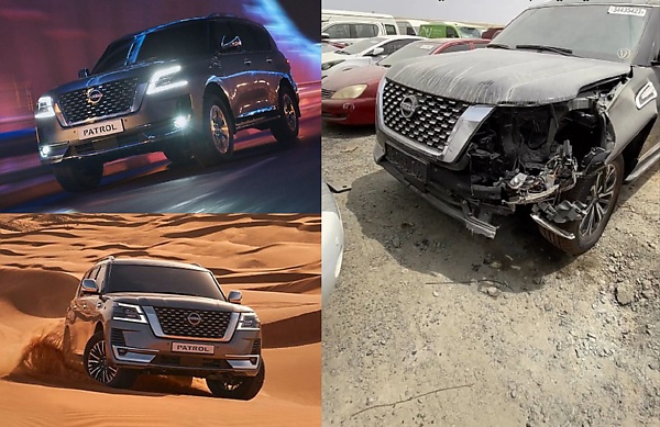 Barely Driven Accidented 2023 Nissan Patrol Titanium Spotted In Dubai Car Graveyard - autojosh