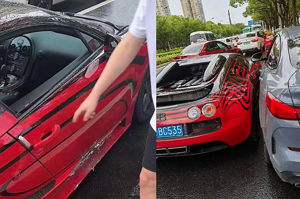 Photos : Angry Bugatti Owner Crashed Veyron Into BMW 2 Series During Road Rage In China - autojosh 