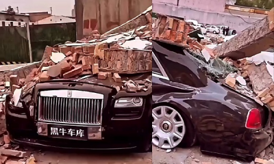 Collapsed Wall Damages 17 Vehicles, Including An Uninsured Rolls-Royce Ghost In China - autojosh