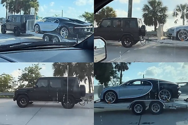 $3.5 Million Bugatti Chiron Getting A Ride In Style Atop A Trailer Pulled By A Mercedes G-Class SUV - autojosh