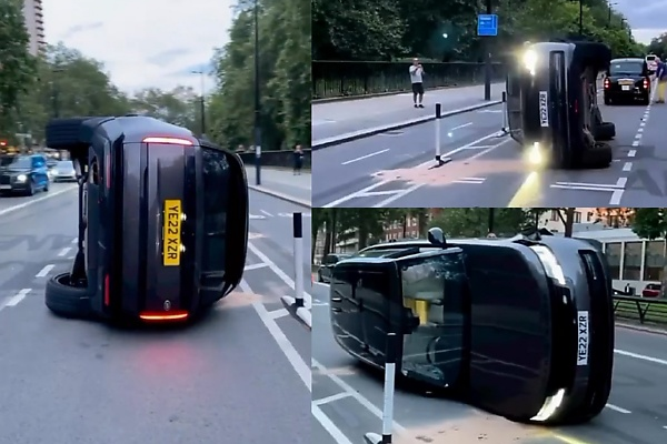 N350 Million Range Rover Flipped Onto Its Side After Colliding With London Taxi - autojosh