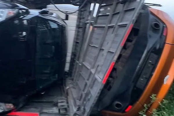 A Transporter Carrying 9 Supercars Including Aventador And Bentley Continental, Overturns - autojosh 