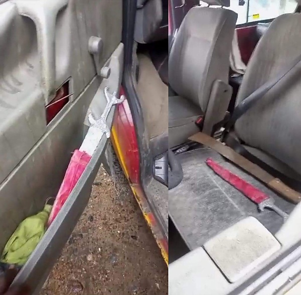Danfo Driver Arrested After Stabbing LASTMA Official, Dangerous Weapons Recovered From His Bus - autojosh 