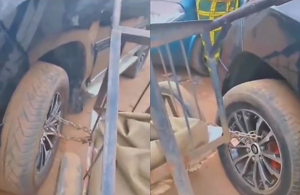 A 2-wheel Cart Chained To The Wheels Of Toyota Prado Has Divided Opinions Amongst Netizens - autojosh