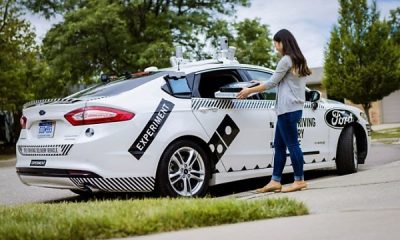 Moment Self-driving Car Without A Driver Arrives To Deliver Domino’s Pizza To A Customer - autojosh