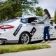 Moment Self-driving Car Without A Driver Arrives To Deliver Domino’s Pizza To A Customer - autojosh