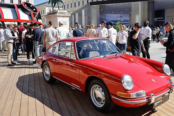 Porsche Displays Its Cars Inside An Oversized Porsche 911 Stand At 2023 IAA Auto Show - autojosh 