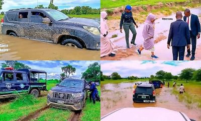 Wife Of Bauchi Governor's SUV Trapped On Bad Roads, Forced To Walk Through Muddy Paths - autojosh