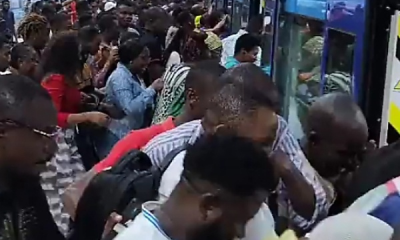 Watch As Commuters Struggles To Find Space Inside Lagos Blue Line Train During Rush Hour - autojosh