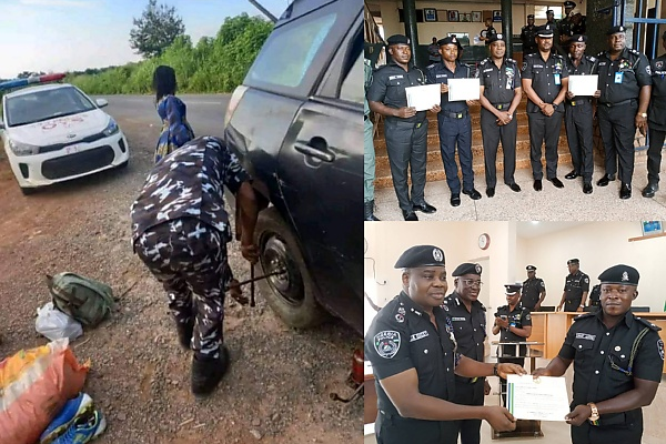 Nigerian Police Honours 3 Officers Who Assisted A Woman To Fix Her Punctured Car Tyre - autojosh